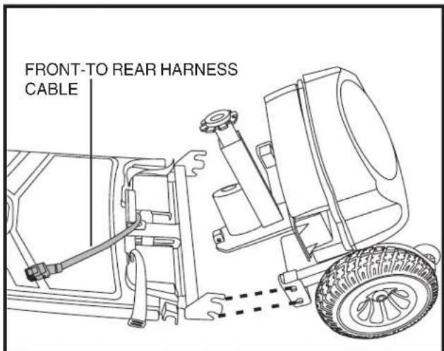 Pride Sundancer - WARNING! Position the front-to-rear harness cable so it will not become pinched between the frame halves when pivoting the rear section forward. - 1