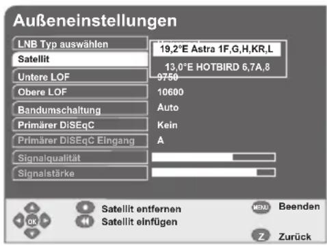 GSS DRS 600 HDTV - Satelliten auswählen - 1