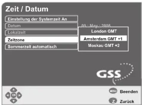 GSS DRS 600 HDTV - Zeitzone einstellen - 1