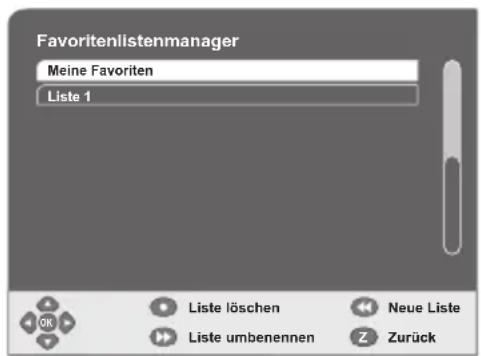 GSS DRS 600 HDTV - Favoritenlisten hinzufügen, umbenennen und entfernen - 1