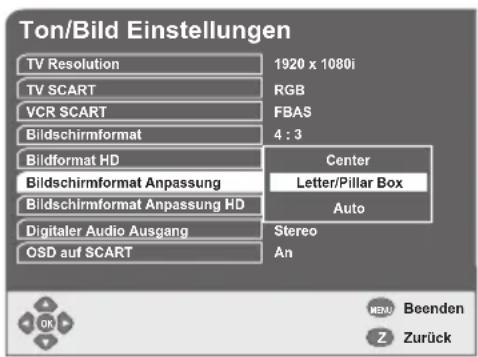 GSS DRS 600 HDTV - Bildseitenverhältnis einstellen - 1