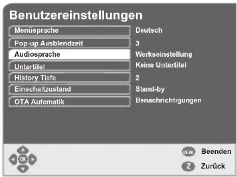 GSS DRS 600 HDTV - Primäre Audiosprache einstellen - 1