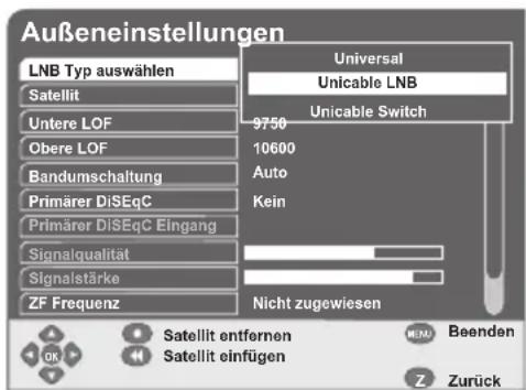 GSS DRS 600 HDTV - Einstellungen für Unicable-LNB / Unicable-Multischalter - 1