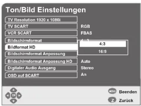 GSS DRS 600 HDTV - Bildformat an das Bildschirmformat des Fernsehgerätes anpassen - 1