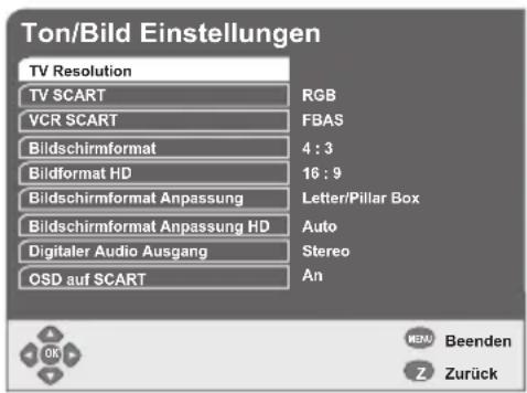 GSS DRS 600 HDTV - Bildauflösung einstellen - 1