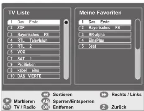 GSS DRS 600 HDTV - Programme in der Favoritenliste bearbeiten - 1