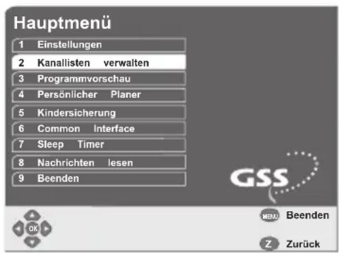 GSS DRS 600 HDTV - Programmlisten bearbeiten - 1