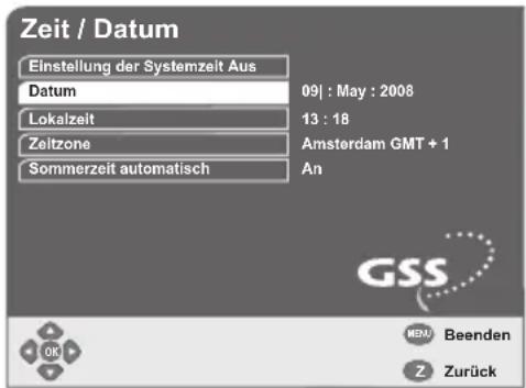 GSS DRS 600 HDTV - Datum einstellen - 1