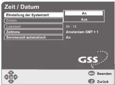 GSS DRS 600 HDTV - Systemzeiteinstellung - 2