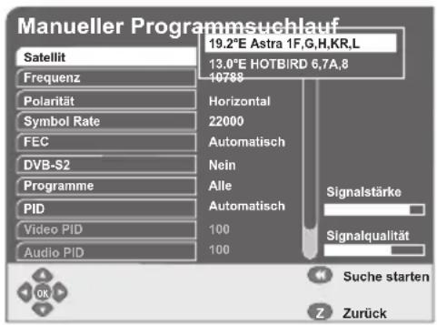 GSS DRS 600 HDTV - Satellit wählen - 1