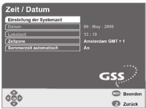 GSS DRS 600 HDTV - Systemzeiteinstellung - 1