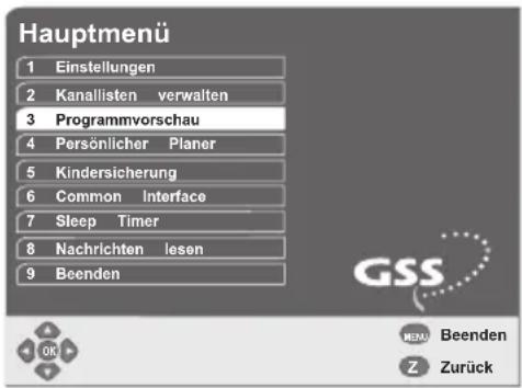 GSS DRS 600 HDTV - Programmvorschau - 1