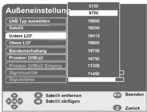 GSS DRS 600 HDTV - Oszillatorfrequenzen auswählen - 1