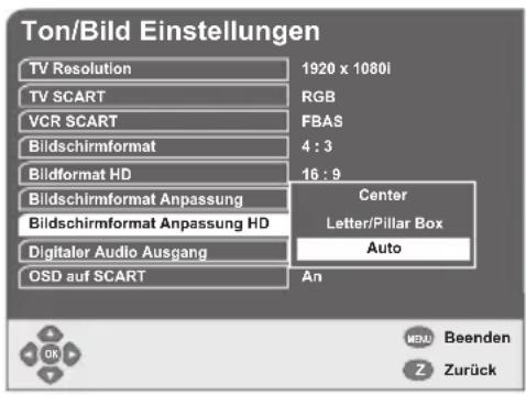 GSS DRS 600 HDTV - Bildseitenverhältnis einstellen - 1