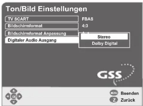 GSS DRS 500 CI - Signal des digitalen Audio-Ausgangs einstellen - 1