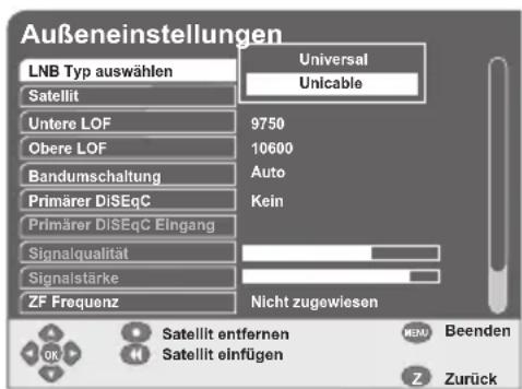 GSS DRS 500 CI - Einstellungen für Unicable-LNB - 1