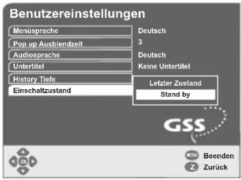 GSS DRS 500 CI - Einschaltzustand einstellen - 1
