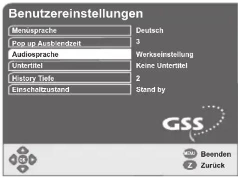 GSS DRS 500 CI - Primäre Audiosprache einstellen - 1