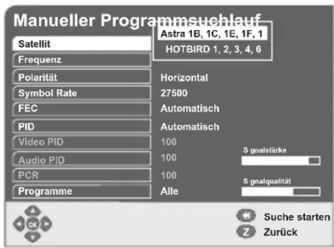 GSS DRS 500 CI - Satellit wählen - 1