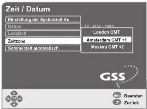 GSS DRS 500 CI - Zeitzone einstellen - 1