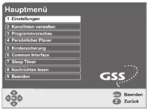 GSS DRS 500 CI - Das Menü "Einstellungen" - 1