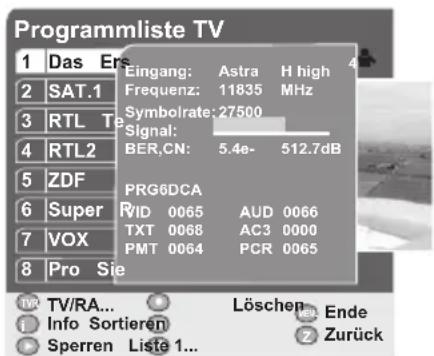 GSS DRS 100 CI - Empfangsinformationen der Programme einblenden - 1