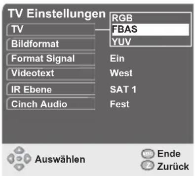 GSS DRS 100 CI - Video-Signal des Euro-AV-Ausgangs einstellen - 1