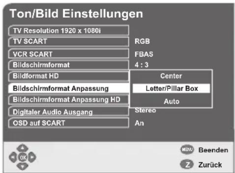 GSS DRS 550 HDMI - Bildseitenverhältnis einstellen - 1
