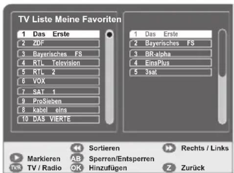 GSS DRS 550 HDMI - Programme in der Favoritenliste hinzufügen - 1