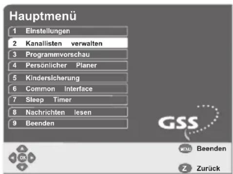 GSS DRS 550 HDMI - Programmlisten bearbeiten - 1