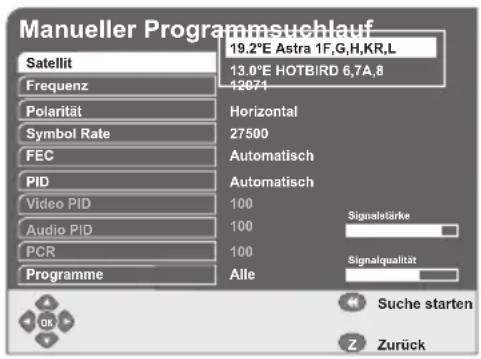 GSS DRS 550 HDMI - Satellit wählen - 1