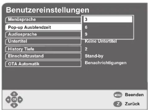 GSS DRS 550 HDMI - Pop-up-Ausblendzeit einstellen - 1