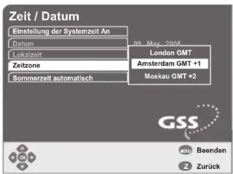 GSS DRS 550 HDMI - Zeitzone einstellen - 1