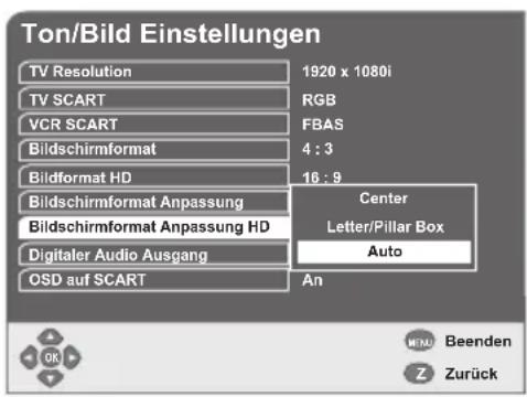 GSS DRS 550 HDMI - Bildseitenverhältnis einstellen - 1