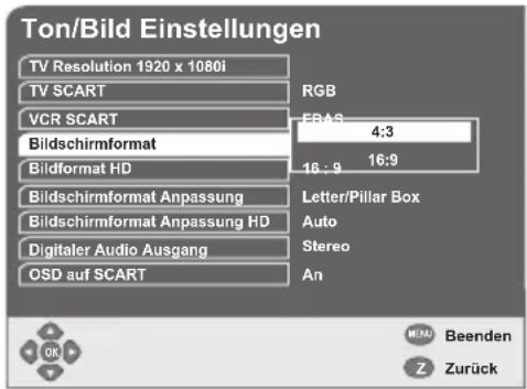 GSS DRS 550 HDMI - Bildformat an das Bildschirmformat des Fernsehgerätes anpassen - 1