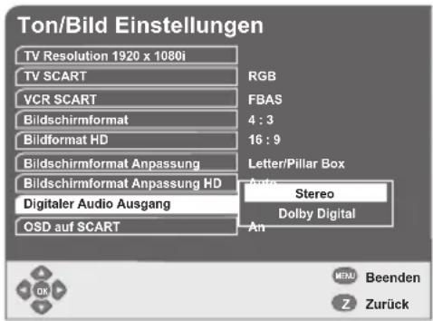 GSS DRS 550 HDMI - Signal des digitalen Audio-Ausgangs einstellen - 1