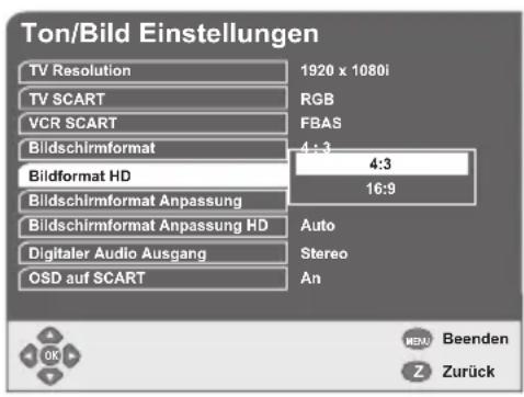 GSS DRS 550 HDMI - Bildformat an das Bildschirmformat des Fernsehgerätes anpassen - 1