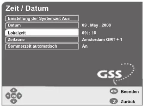 GSS DRS 550 HDMI - Ortszeit einstellen - 1