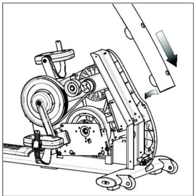 Precor RBK 815 - So installieren Sie den vertikalen Träger und bereiten die Kabel zum Anschluss an die Konsole vor: - 1