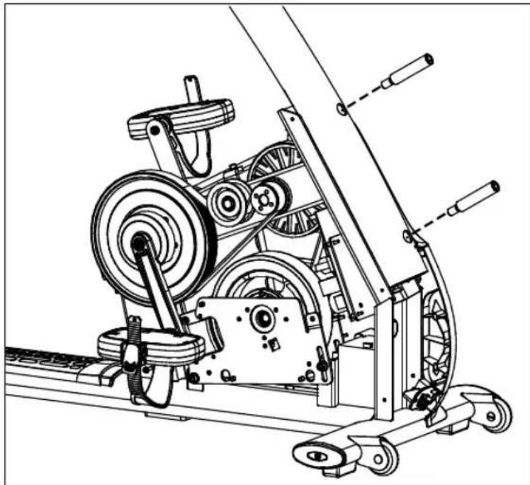 Precor RBK 815 - So installieren Sie den vertikalen Träger und bereiten die Kabel zum Anschluss an die Konsole vor: - 2