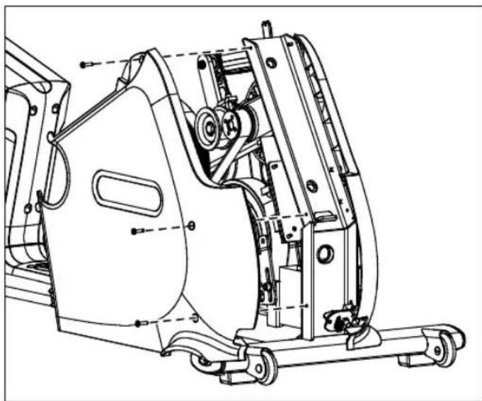 Precor RBK 815 - So bereiten Sie das Trainingsrad für die Installation des vertikalen Trägers vor: - 3