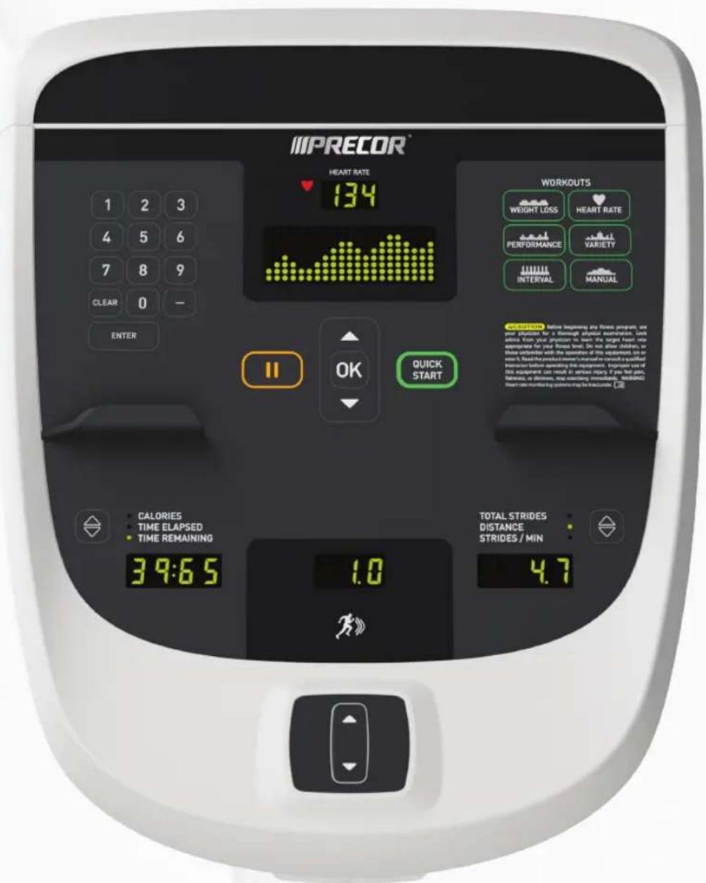 Precor EFX 811 - Operating and Maintaining the P10 Console - 1