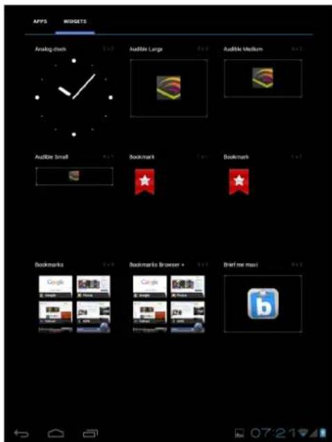 APIS WIDGETS Analog clock Audible Large Audible Medium Audible Small Bookmark1 Bookmark Bookmarks Bookmarks Browser + Brief mr mus! 07:21