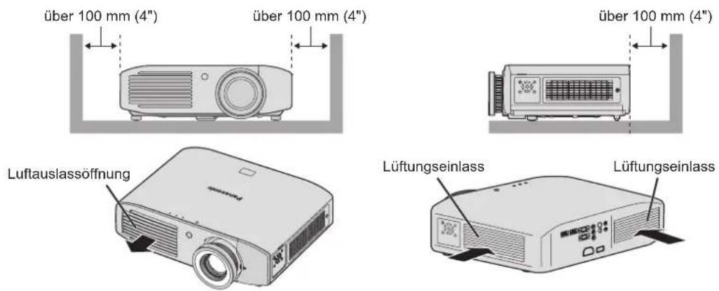 über 100 mm (4") über 100 mm (4") über 100 mm (4") Luftauslassöffnung Lüftungseinlass Lüftungseinlass