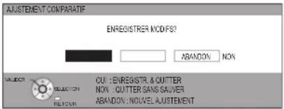 AJUSTEMENT COMPARATIF ENREGISTRER MODIFS? ABANDON NON SELECTOR CUI : ENREGSTR. & QUTTER NON : QUTTER SANS SAUVER ABANDON : NOVEL AJUSTEMENT