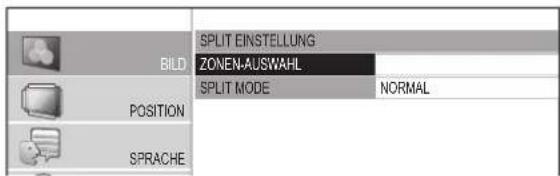 BILD POSITION SPRACHE SPLIT EINSTELLUNG ZONEN-AUSWAHL SPLIT MODE NORMAL