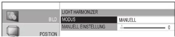 LIGHT HARMONIZER MODUS MANUELL MANUELL EINSTELLUNG 0 B/LD POSITION