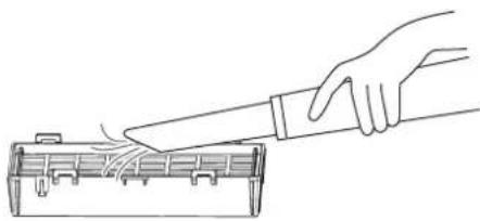 PANASONIC PT-AH1000E - 3) Saugen Sie evtl. vorhandenen Staub und Verunreinigungen mit einem Staubsauger von der Luftfiltereinheit ab. - 1