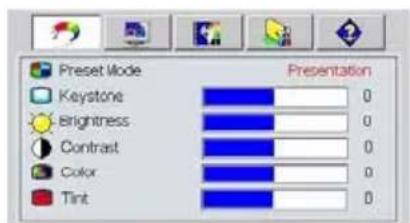Preset Mode Keystone Brightness Contrast Color Tint Presentation 0 0 0 0 0 0