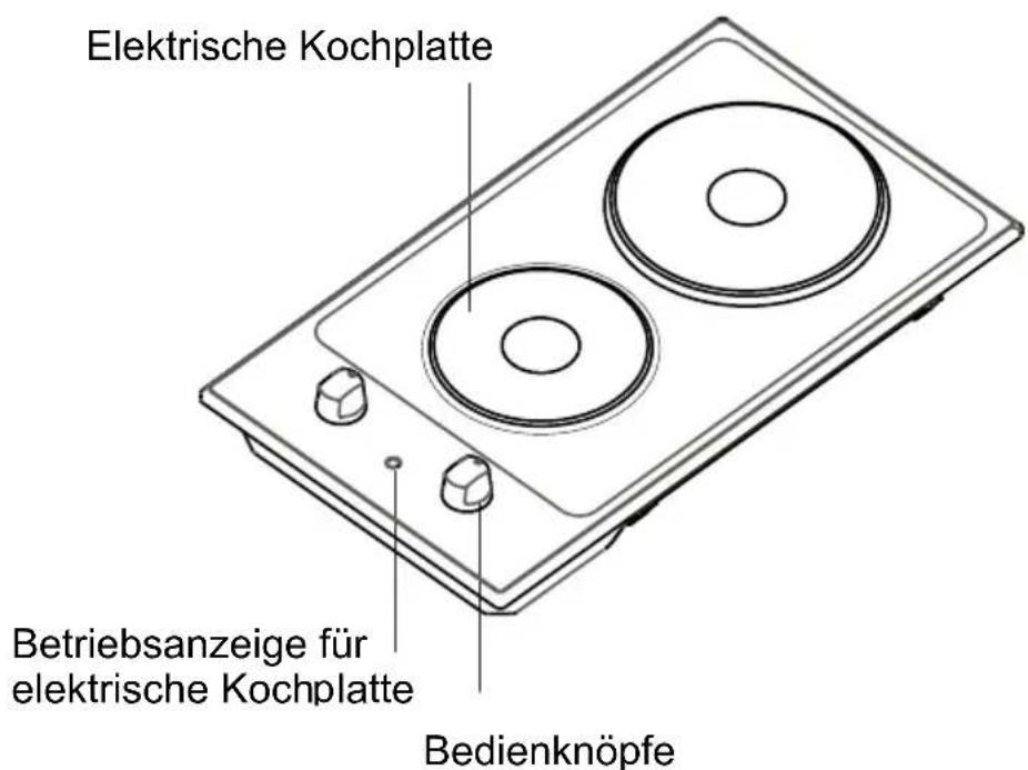 Elektrische Kochplatte Betriebsanzeige für elektrische Kochplatte Bedienknöpfe
